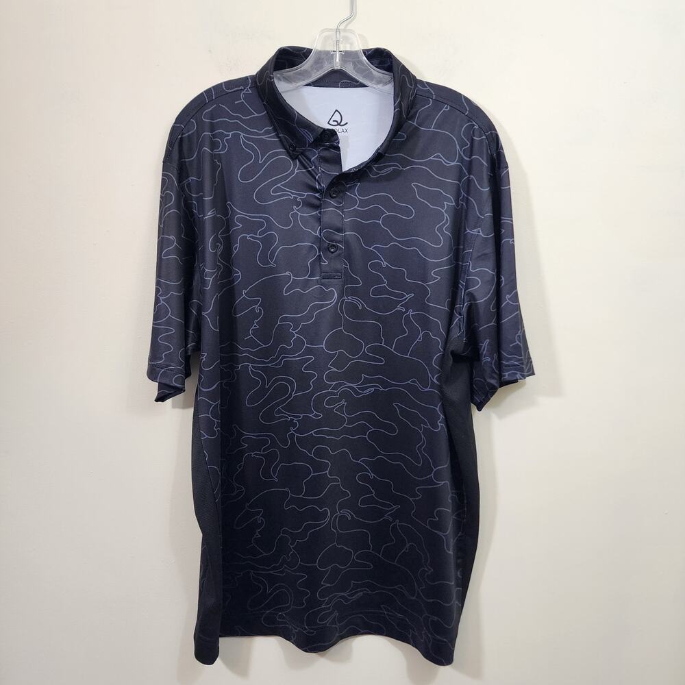 Deolax 1/4 button front abstract design with mesh sides polo shirt men's size XL